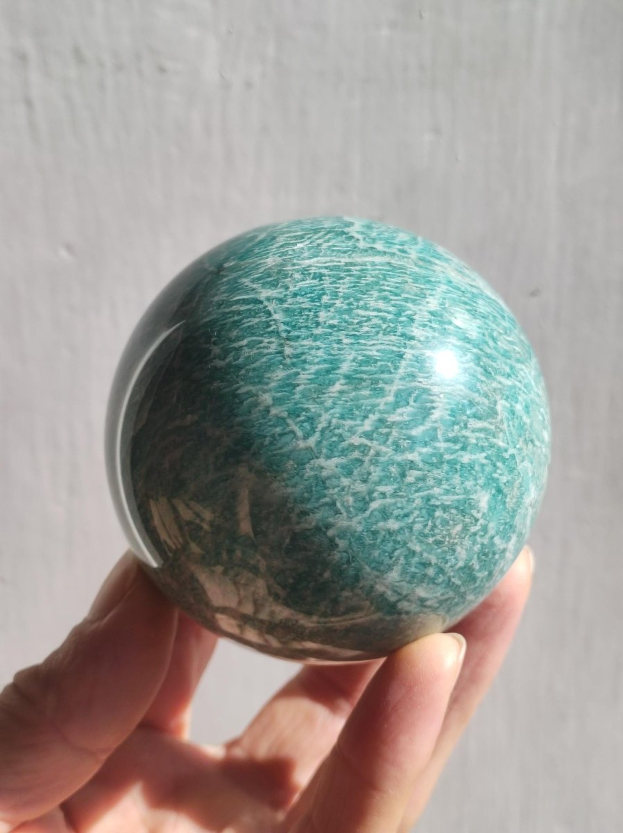 XL Amazonit - Edelstein Kugel Deko Sphere Massage Kristall Spielkugel Meditation Heilstein Frau Mann Geschenk Er Sie Haus Energie Traum Wohn - Art of Nature Berlin