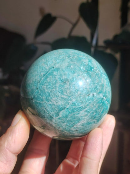 XL Amazonit - Edelstein Kugel Deko Sphere Massage Kristall Spielkugel Meditation Heilstein Frau Mann Geschenk Er Sie Haus Energie Traum Wohn - Art of Nature Berlin