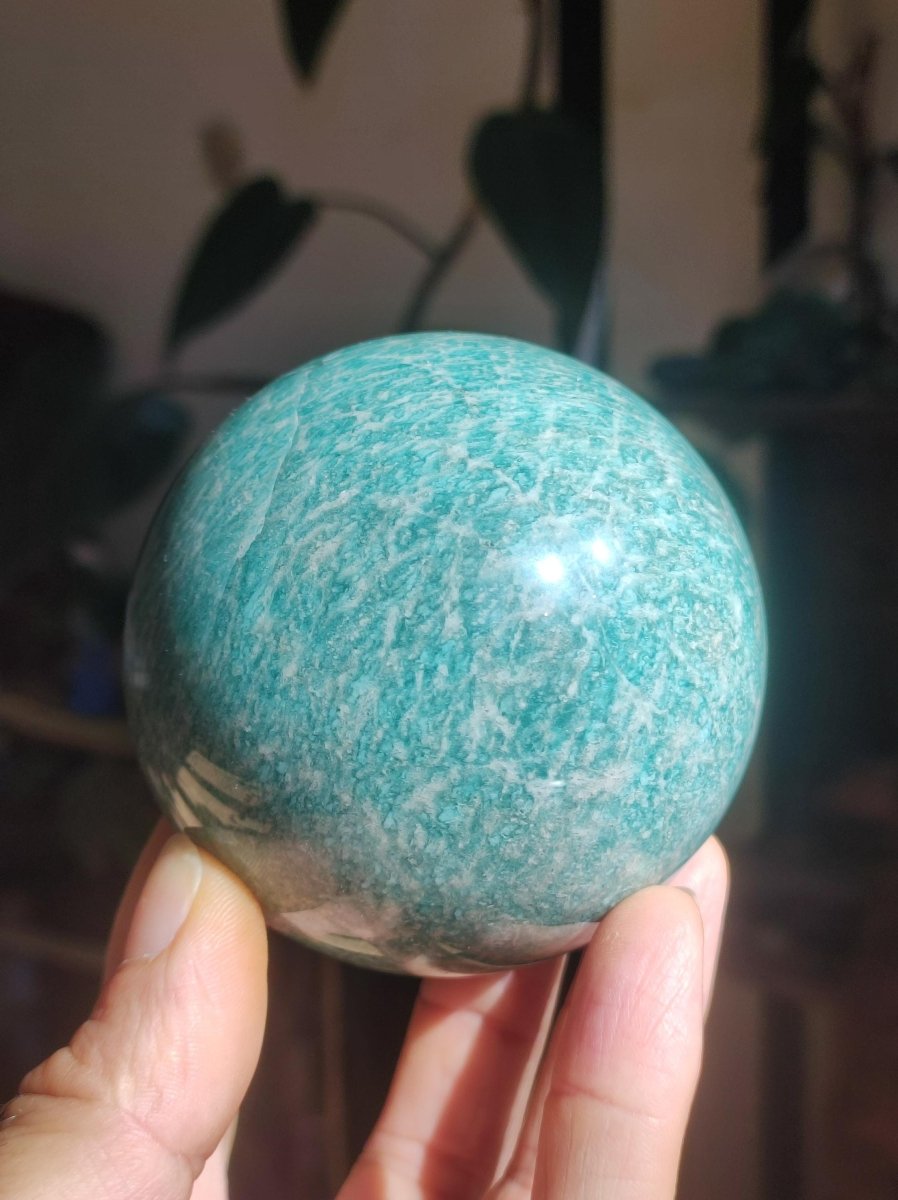 XL Amazonit - Edelstein Kugel Deko Sphere Massage Kristall Spielkugel Meditation Heilstein Frau Mann Geschenk Er Sie Haus Energie Traum Wohn - Art of Nature Berlin