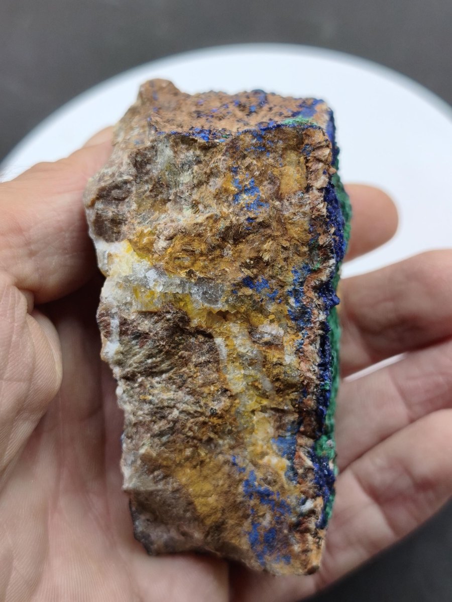 XL Azurit Malachit Sammlerstufe – intensiv blau-grüne Kupferminerale – große Kristallstufe Edelstein Mineral Natur Energie Heilstein Unikat - Art of Nature Berlin