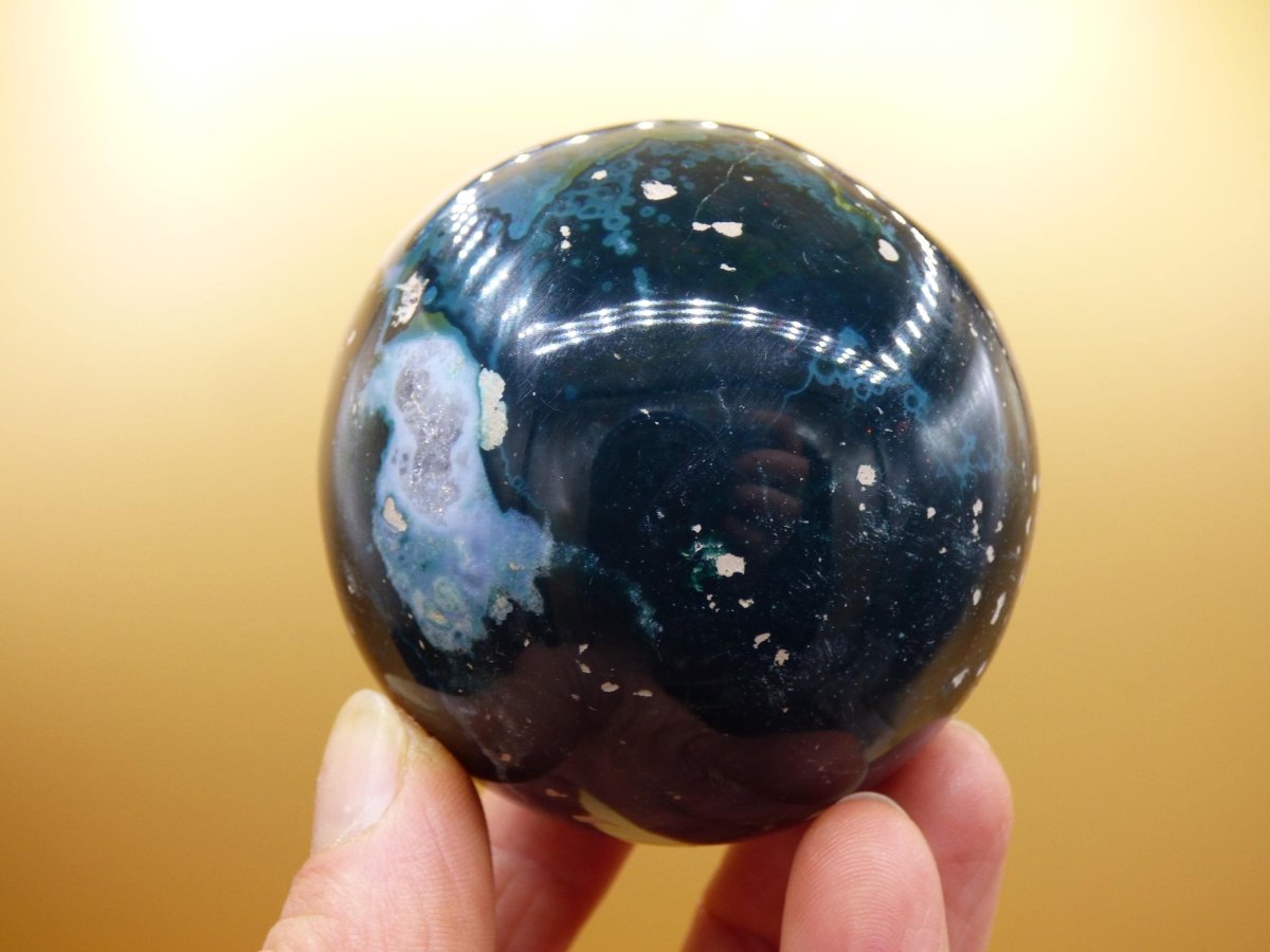 XL Ocean Jaspis blau grün - Edelstein Kugel Natur Heilstein Deko Kristall Geschenk Er Sie Mann Frau Haus Wohnung Energie Selten - Art of Nature Berlin