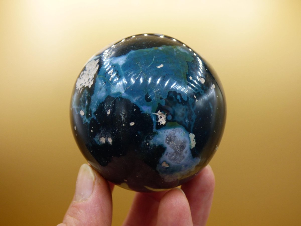 XL Ocean Jaspis blau grün - Edelstein Kugel Natur Heilstein Deko Kristall Geschenk Er Sie Mann Frau Haus Wohnung Energie Selten - Art of Nature Berlin