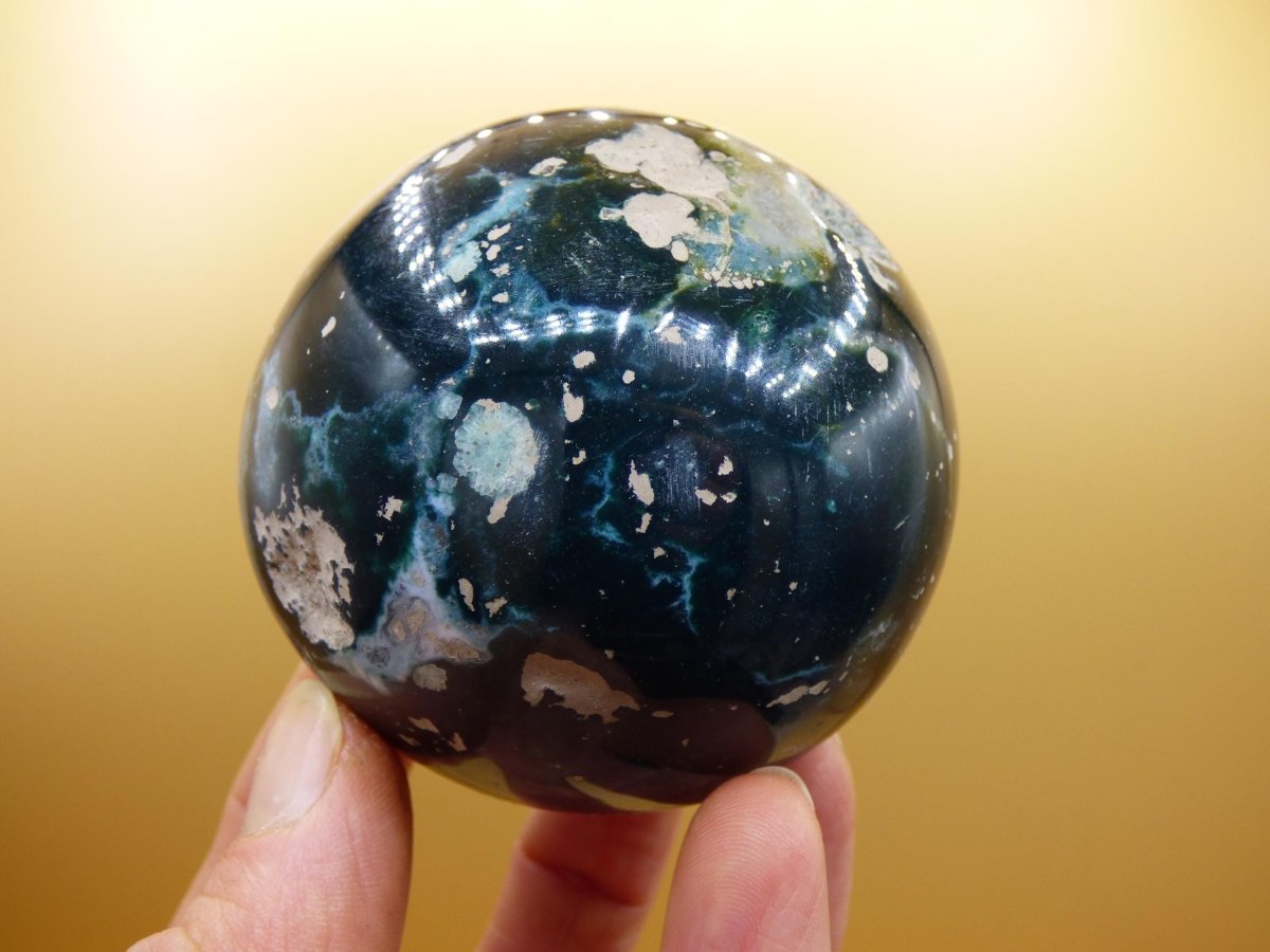 XL Ocean Jaspis blau grün - Edelstein Kugel Natur Heilstein Deko Kristall Geschenk Er Sie Mann Frau Haus Wohnung Energie Selten - Art of Nature Berlin