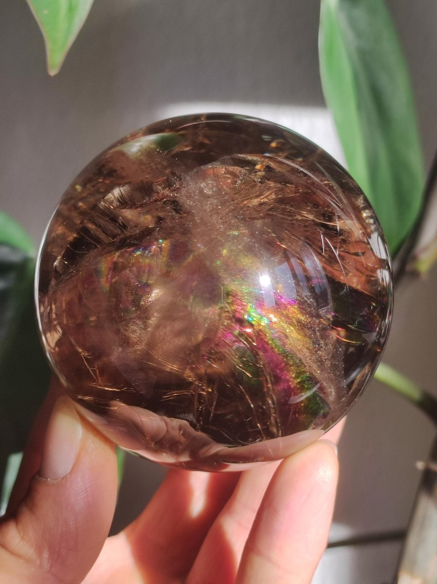XL Rauchquarz AAA Smokey Quarz Regenbogen Magische Edelstein Sammler Kugel Deko Sphere Kristall Heilstein Meditation Rarität Besonders Groß - Art of Nature Berlin