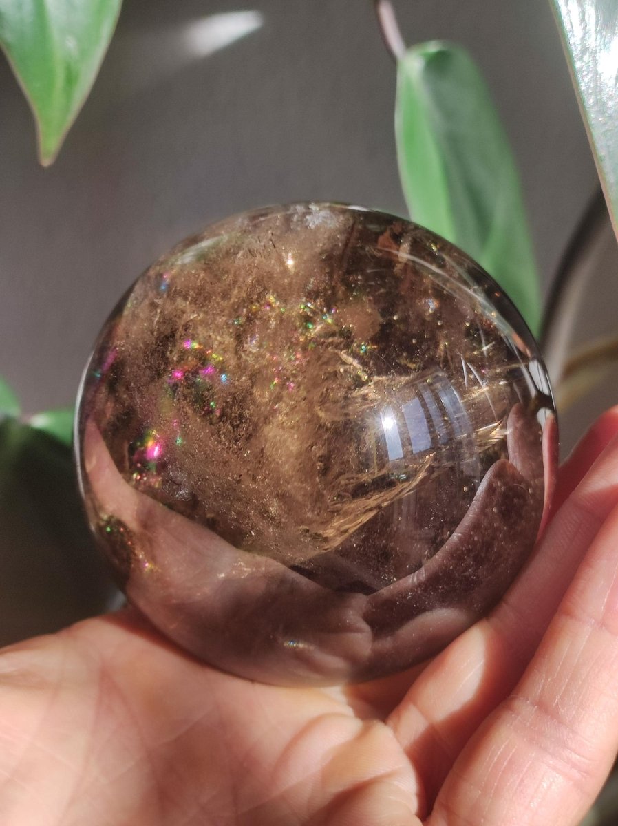 XL Rauchquarz AAA Smokey Quarz Regenbogen Magische Edelstein Sammler Kugel Deko Sphere Kristall Heilstein Meditation Rarität Besonders Groß - Art of Nature Berlin