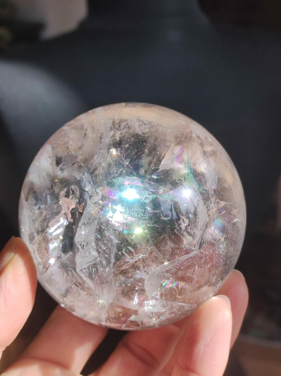 XL Regenbogen Bergkristall Quarz ~ Magische Edelstein Kugel Massage & Deko Sphere Kristall Meditation HIPPIE Heilstein Rarität Unikat groß - Art of Nature Berlin