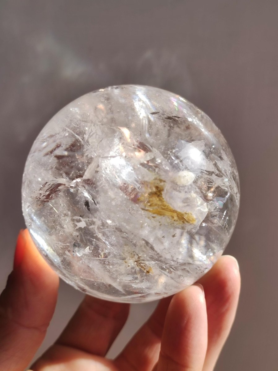 XL Regenbogen Bergkristall Quarz ~ Magische Edelstein Kugel Massage & Deko Sphere Kristall Meditation HIPPIE Heilstein Rarität Unikat groß - Art of Nature Berlin