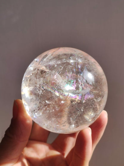 XL Regenbogen Bergkristall Quarz ~ Magische Edelstein Kugel Massage & Deko Sphere Kristall Meditation HIPPIE Heilstein Rarität Unikat groß - Art of Nature Berlin