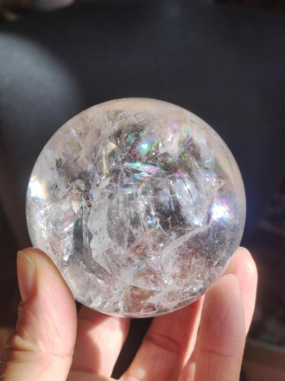 XL Regenbogen Bergkristall Quarz ~ Magische Edelstein Kugel Massage & Deko Sphere Kristall Meditation HIPPIE Heilstein Rarität Unikat groß - Art of Nature Berlin