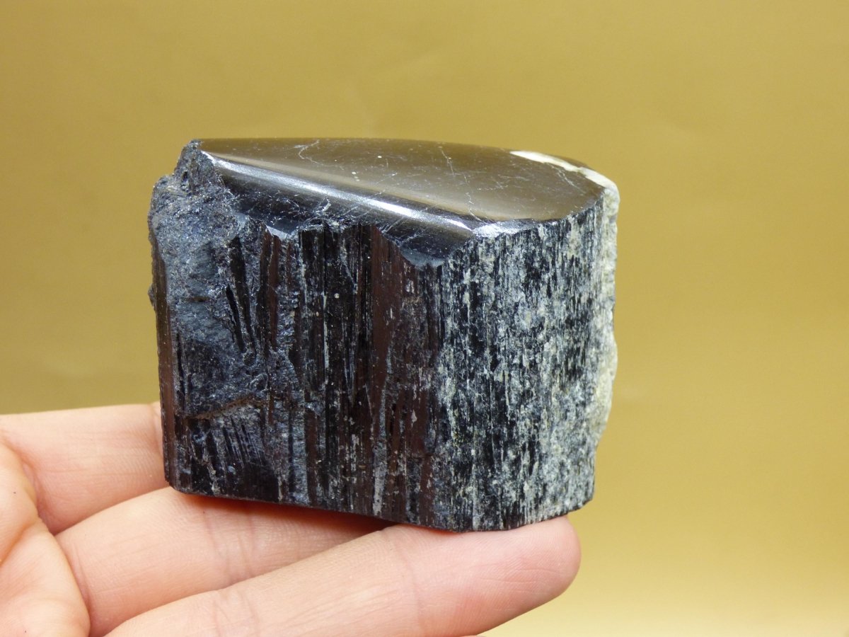 XL schwarzer Turmalin (Schörl) - Roh Anschliff - Deko Stufe groß Energie Heilung Strahlen Schutz Stein Heilstein Geschenk Haus Wohnung - Art of Nature Berlin