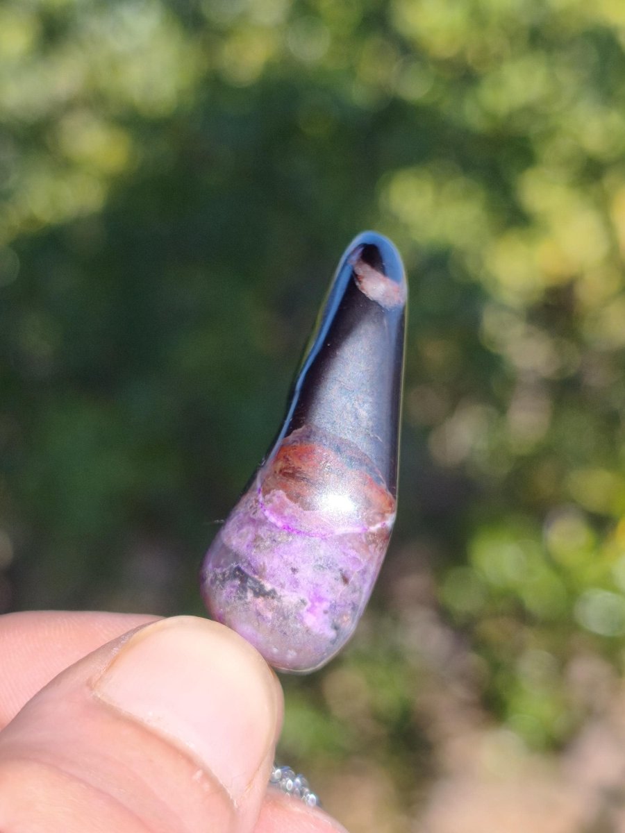 XL Sugilith / Sugilite Kette inkl. 925 Silberöse lila Edelstein Unikat Ethno Natur Heilstein Rarität Selten Flash Wow Sammler Investition - Art of Nature Berlin
