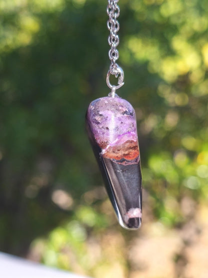 XL Sugilith / Sugilite Kette inkl. 925 Silberöse lila Edelstein Unikat Ethno Natur Heilstein Rarität Selten Flash Wow Sammler Investition - Art of Nature Berlin