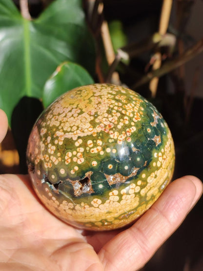 XXL 8 Adern Ocean Jaspis Orbicular gelb - Edelstein Kugel Natur Heilstein Deko Kristall Geschenk Er Sie Mann Frau Haus Wohnen Energie Selten - Art of Nature Berlin