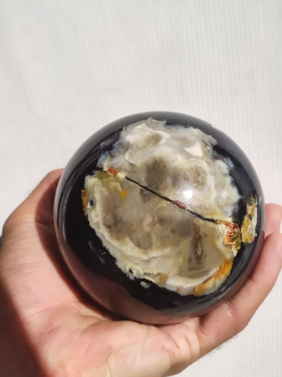 XXL 95mm Volcanic Achat - Edelstein Kugel Deko Sphere Massage Kristall Sammler Meditation Heilstein Frau Mann Geschenk Er Sie Haus Energie - Art of Nature Berlin