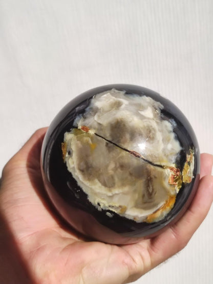 XXL 95mm Volcanic Achat - Edelstein Kugel Deko Sphere Massage Kristall Sammler Meditation Heilstein Frau Mann Geschenk Er Sie Haus Energie - Art of Nature Berlin