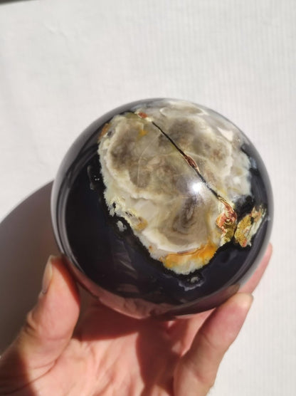 XXL 95mm Volcanic Achat - Edelstein Kugel Deko Sphere Massage Kristall Sammler Meditation Heilstein Frau Mann Geschenk Er Sie Haus Energie - Art of Nature Berlin