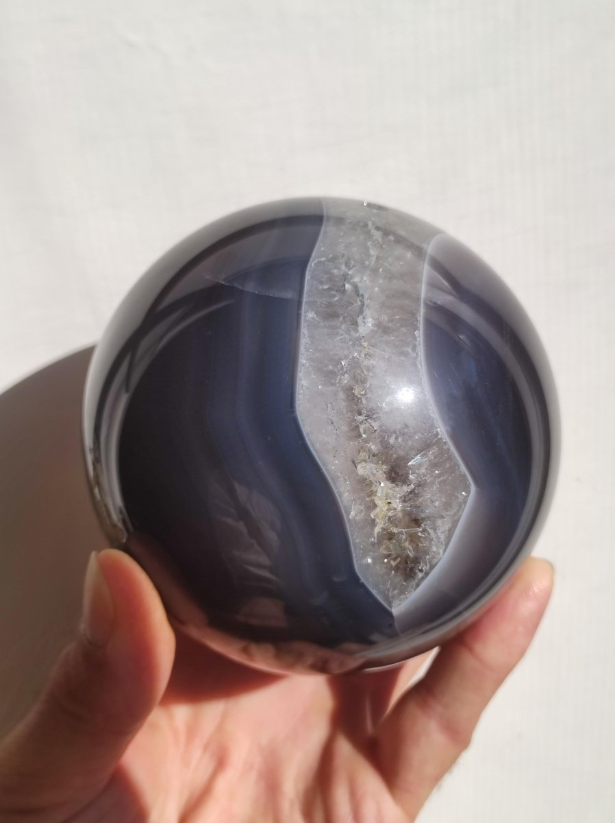 XXL 95mm Volcanic Achat - Edelstein Kugel Deko Sphere Massage Kristall Sammler Meditation Heilstein Frau Mann Geschenk Er Sie Haus Energie - Art of Nature Berlin