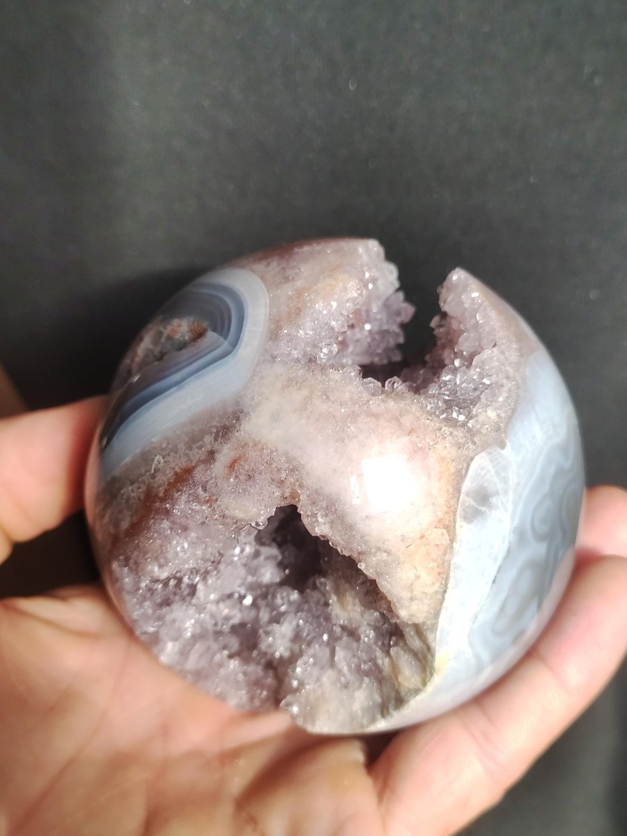 XXL Amethyst Achat Druzy Geode Kugel ~ Magische Edelstein Deko Kristall Stufe Sphere Heilstein lila Energie Wohnen Rarität Sammler Geschenk - Art of Nature Berlin