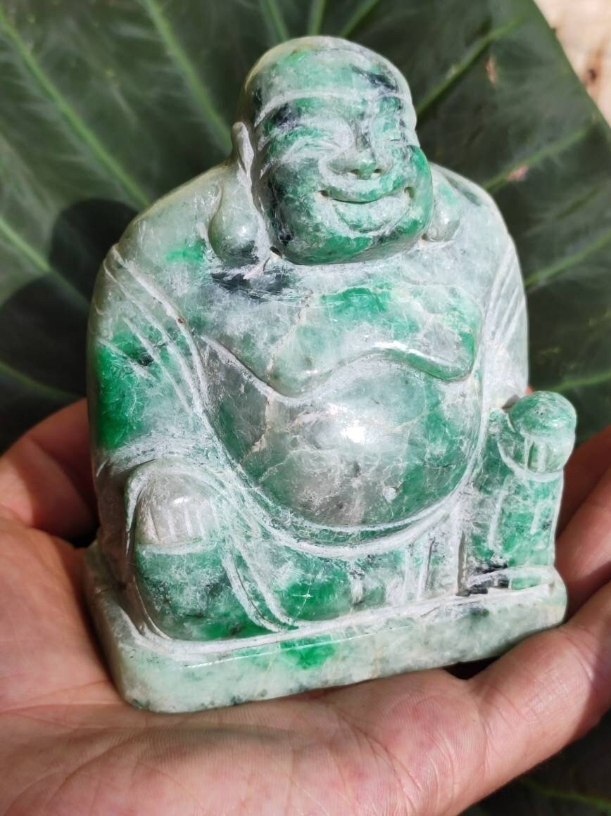 XXL Buddha ~ Jade (Burma) Mönch Meditation Figur ~ Magisch Edelstein & Deko Crystal Meditation HIPPIE GOA Boho Ethno Heilstein Echt Natur - Art of Nature Berlin