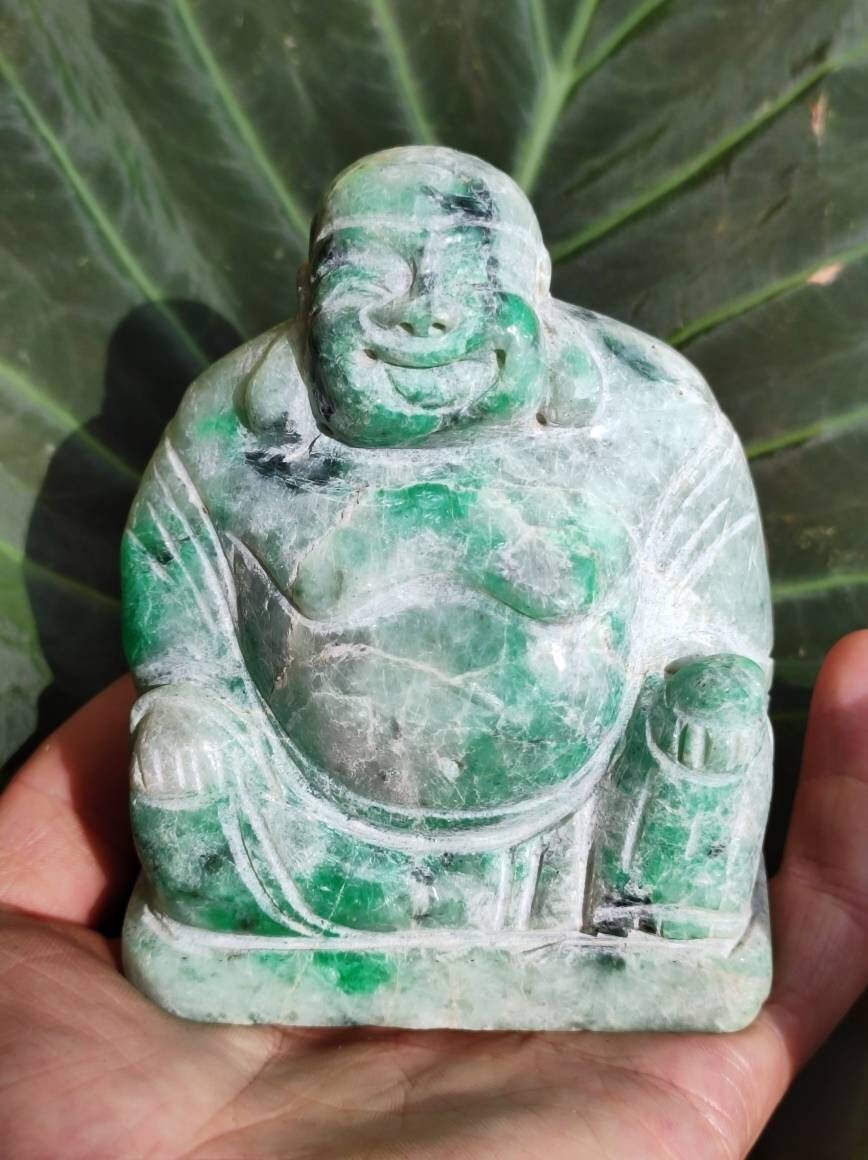 XXL Buddha ~ Jade (Burma) Mönch Meditation Figur ~ Magisch Edelstein & Deko Crystal Meditation HIPPIE GOA Boho Ethno Heilstein Echt Natur - Art of Nature Berlin