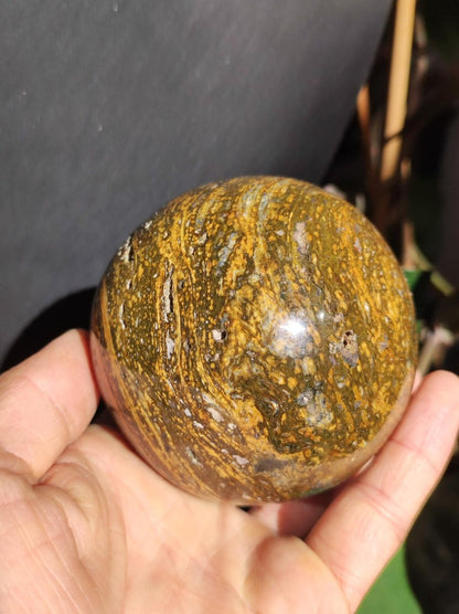 XXL Ocean Jaspis braun gelb - Edelstein Kugel Natur Heilstein Deko Kristall Geschenk Er Sie Mann Frau Haus Wohnen Energie Selten - Art of Nature Berlin