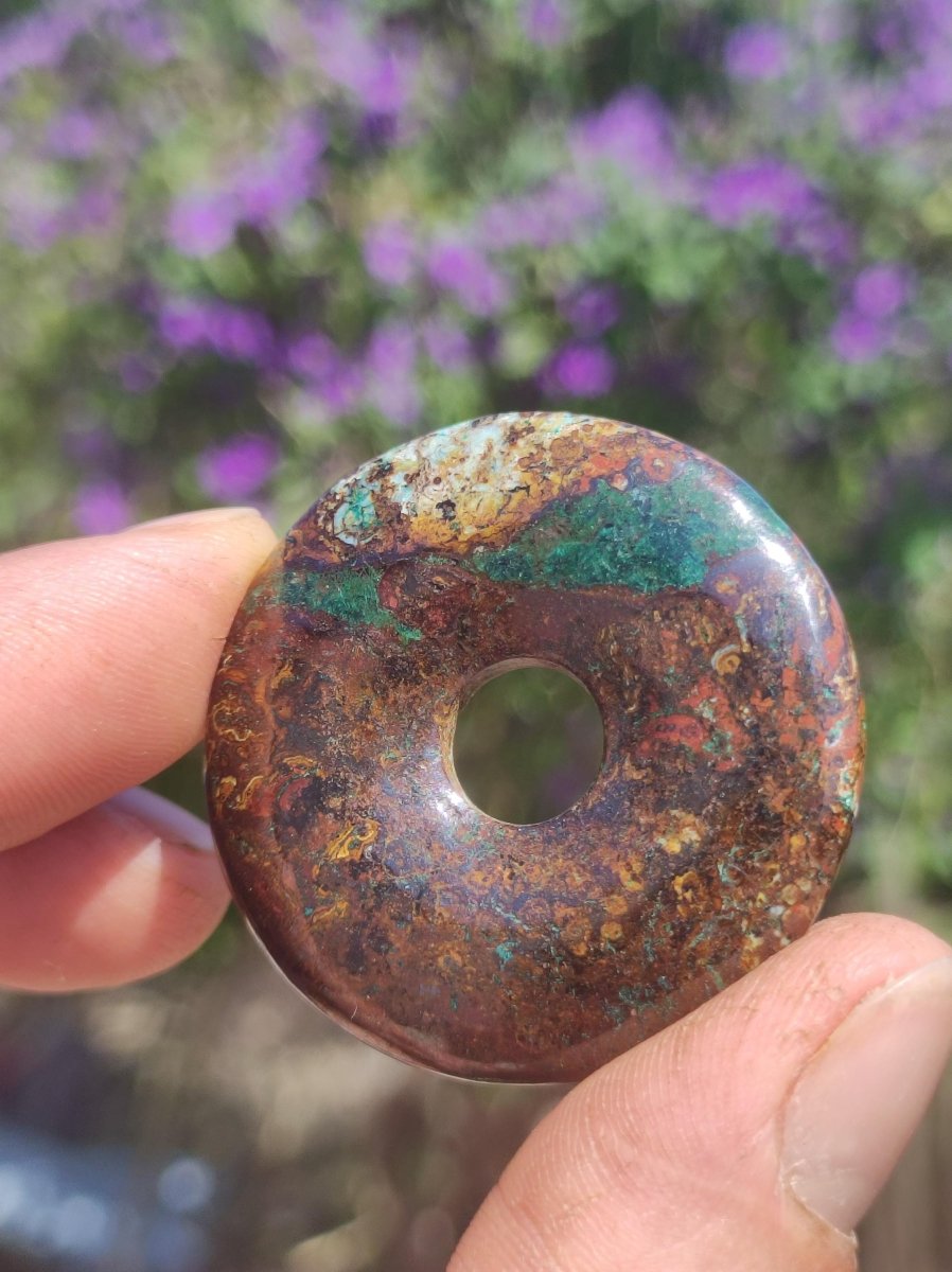 Zarinit Donut - Edelstein Kette Schutz Anhänger Geschenk Mann Frau Er Sie Freundin Kristall GOA Boho Natur Heilstein Selten Sammler Rarität - Art of Nature Berlin