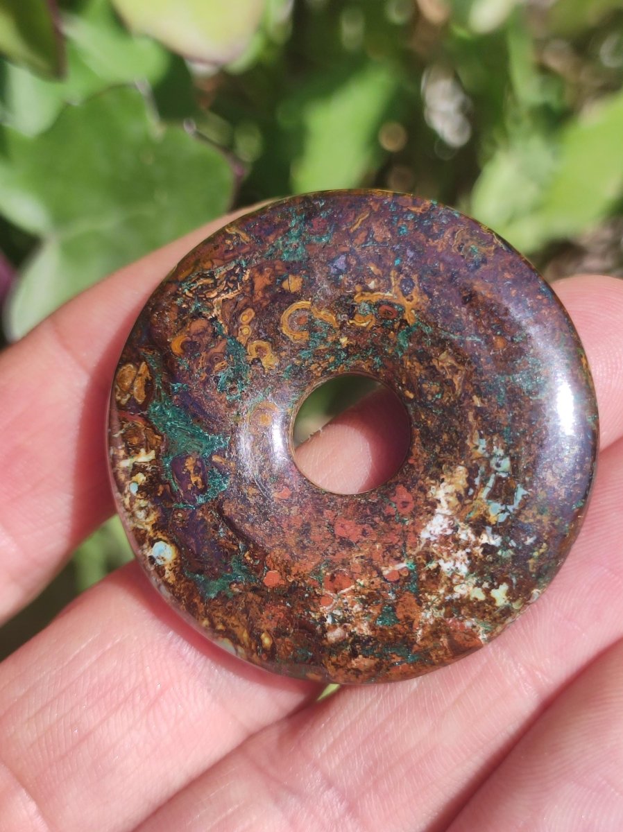 Zarinit Donut - Edelstein Kette Schutz Anhänger Geschenk Mann Frau Er Sie Freundin Kristall GOA Boho Natur Heilstein Selten Sammler Rarität - Art of Nature Berlin