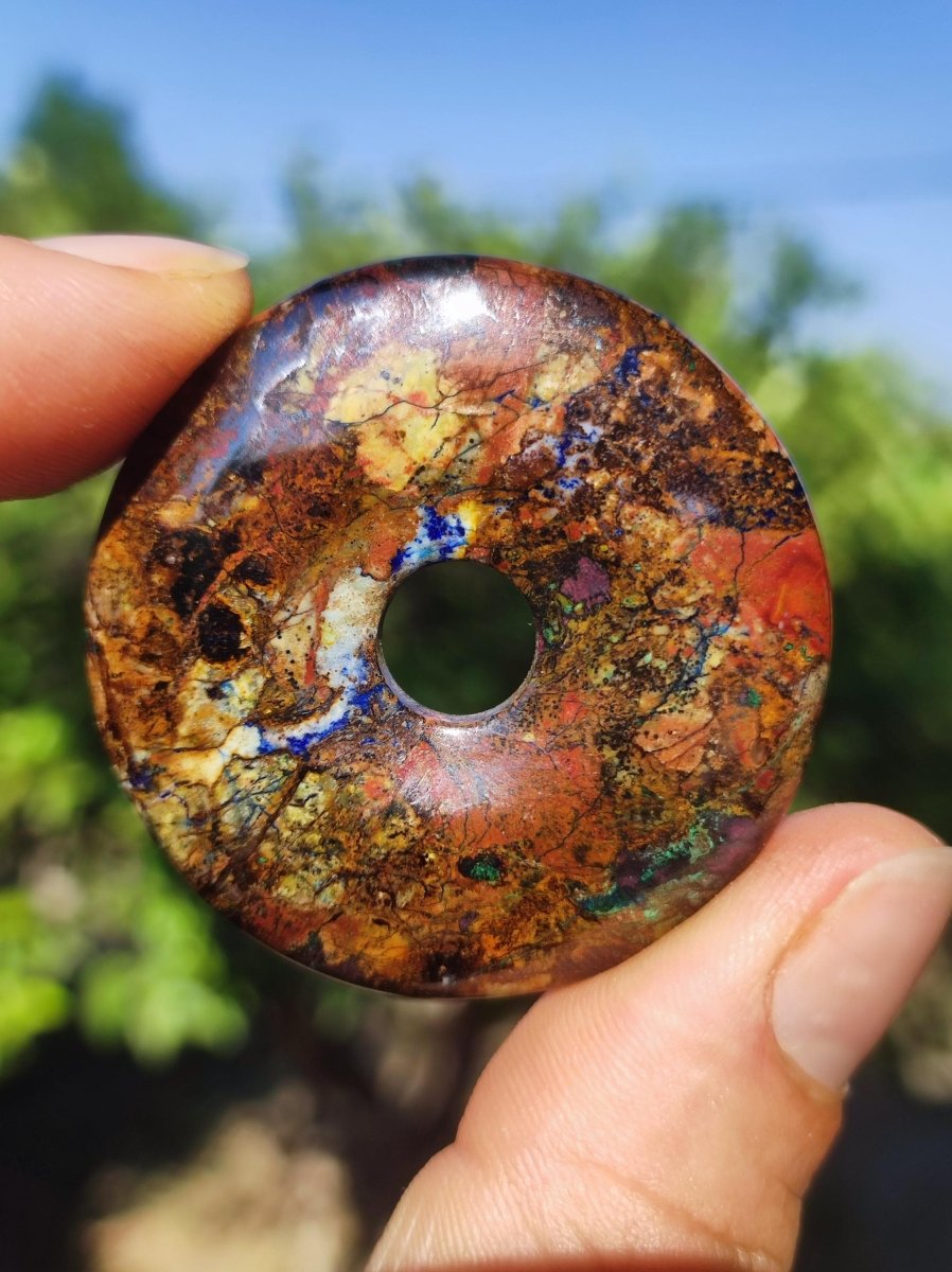 Zarinit Donut - Edelstein Kette Schutz Anhänger Geschenk Mann Frau Er Sie Freundin Kristall GOA Boho Natur Heilstein Selten Sammler Rarität - Art of Nature Berlin