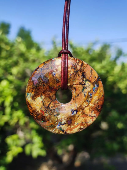 Zarinit Donut - Edelstein Kette Schutz Anhänger Geschenk Mann Frau Er Sie Freundin Kristall GOA Boho Natur Heilstein Selten Sammler Rarität - Art of Nature Berlin