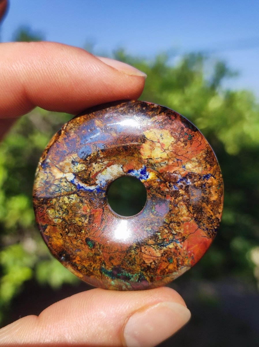 Zarinit Donut - Edelstein Kette Schutz Anhänger Geschenk Mann Frau Er Sie Freundin Kristall GOA Boho Natur Heilstein Selten Sammler Rarität - Art of Nature Berlin