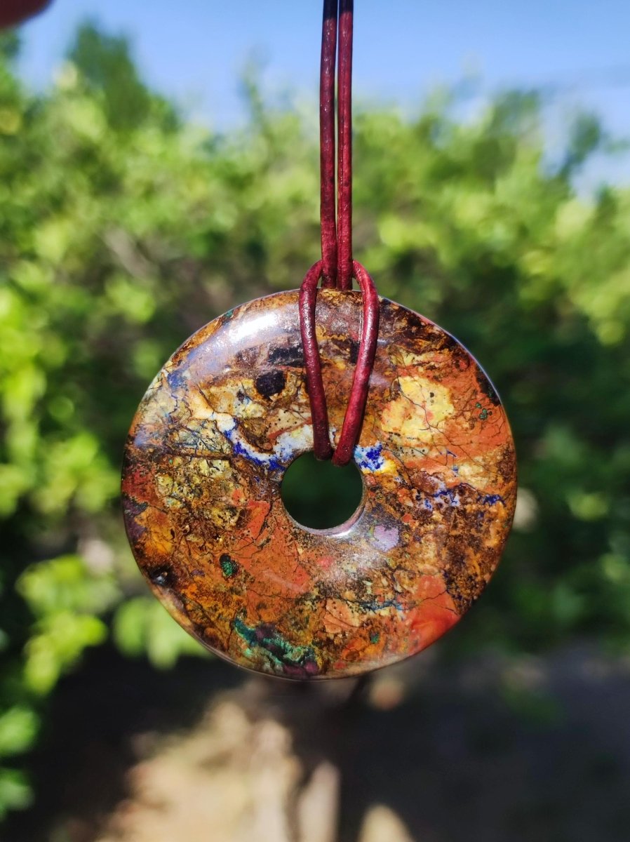 Zarinit Donut - Edelstein Kette Schutz Anhänger Geschenk Mann Frau Er Sie Freundin Kristall GOA Boho Natur Heilstein Selten Sammler Rarität - Art of Nature Berlin