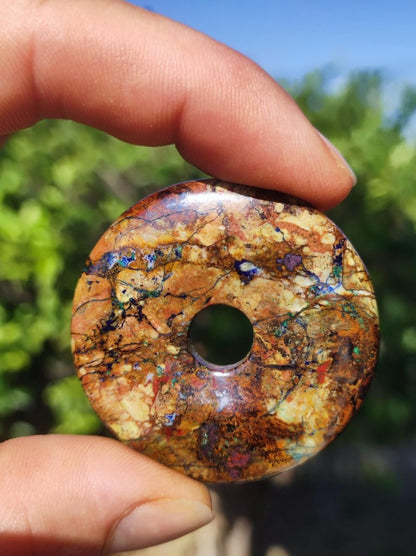 Zarinit Donut - Edelstein Kette Schutz Anhänger Geschenk Mann Frau Er Sie Freundin Kristall GOA Boho Natur Heilstein Selten Sammler Rarität - Art of Nature Berlin