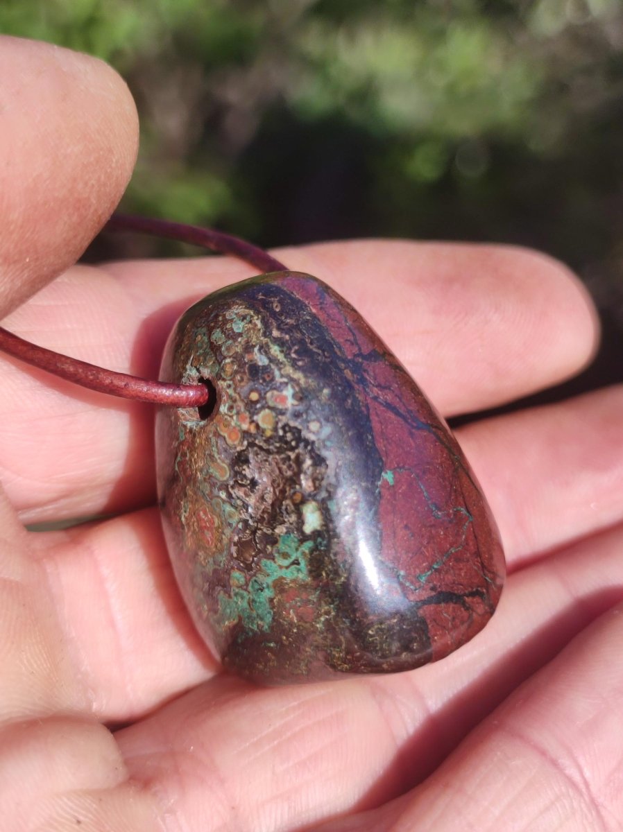 Zarinit *Rarität* ~ Edelstein Kette Mann Schutz Kraft Chakra HIPPIE GOA Boho Natur Heilstein Er Selten Flash Sammler Rarität Russland Unikat - Art of Nature Berlin