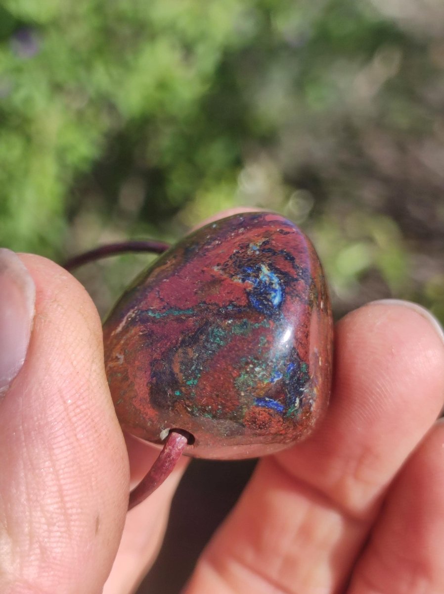 Zarinit *Rarität* ~ Edelstein Kette Mann Schutz Kraft Chakra HIPPIE GOA Boho Natur Heilstein Er Selten Flash Sammler Rarität Russland Unikat - Art of Nature Berlin