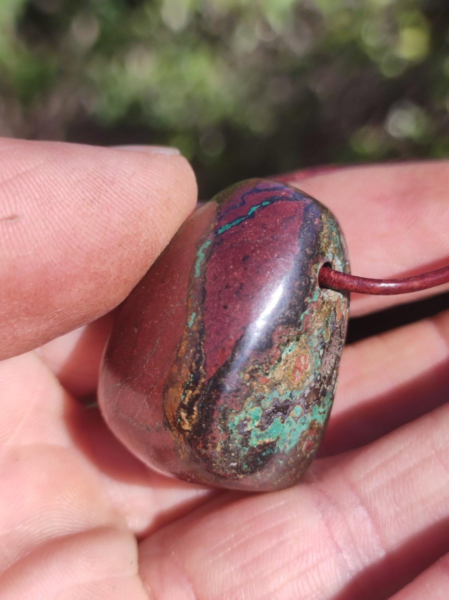 Zarinit *Rarität* ~ Edelstein Kette Mann Schutz Kraft Chakra HIPPIE GOA Boho Natur Heilstein Er Selten Flash Sammler Rarität Russland Unikat - Art of Nature Berlin