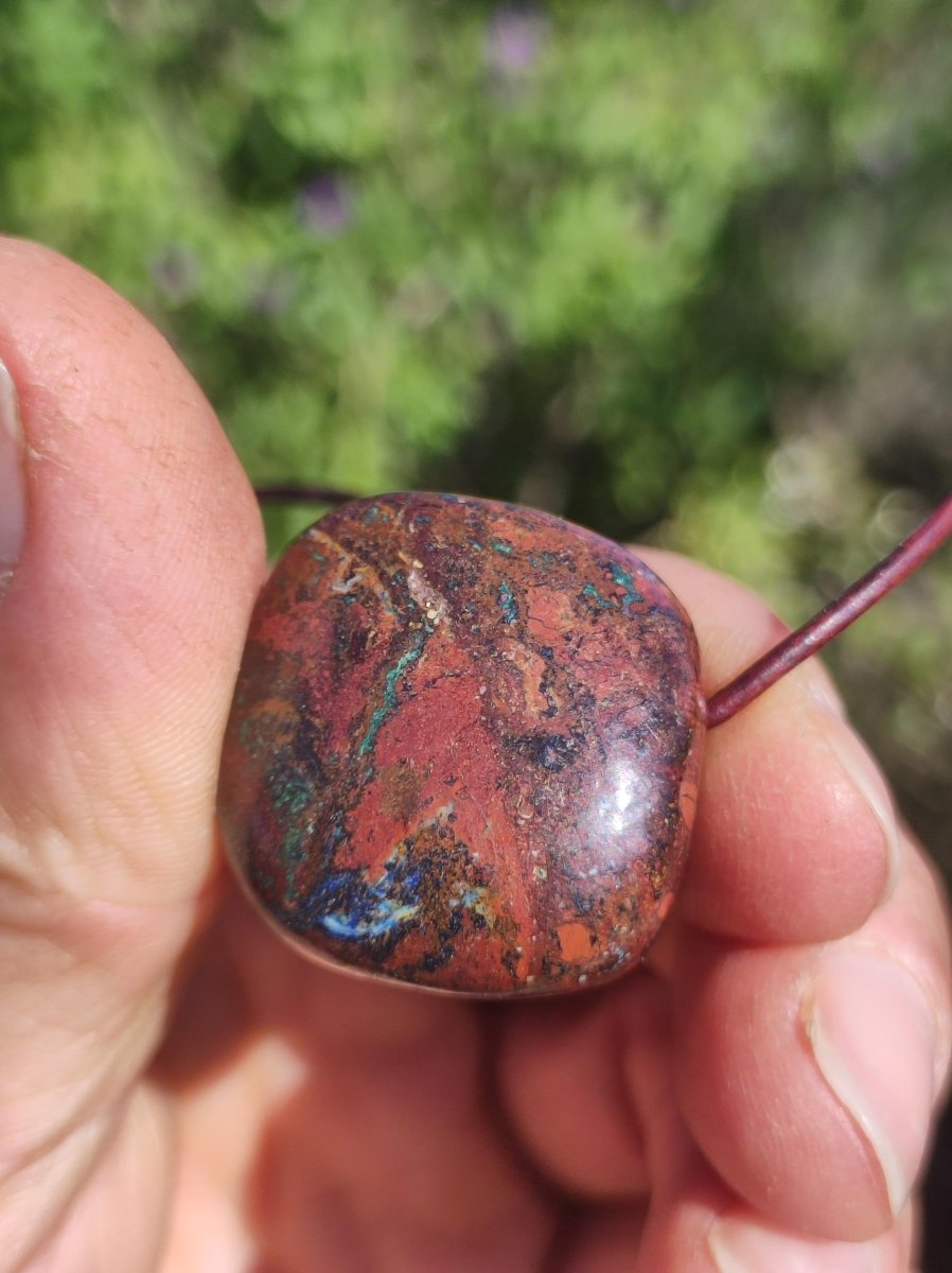 Zarinit *Rarität* ~ Edelstein Kette Mann Schutz Kraft Chakra HIPPIE GOA Boho Natur Heilstein Er Selten Flash Sammler Rarität Russland Unikat - Art of Nature Berlin