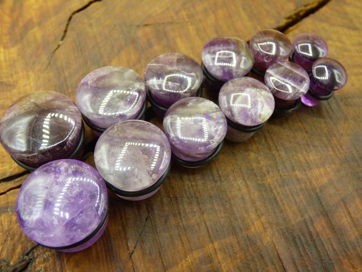 1x Amethyst Edelstein Plug Tunnel (6-16mm) Ohr~GOA~Ethno~Boho~Heilstein ~Flash - Art of Nature Berlin