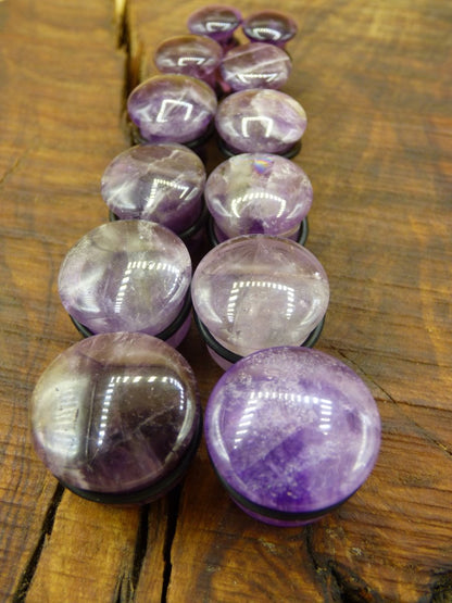 1x Amethyst Edelstein Plug Tunnel (6-16mm) Ohr~GOA~Ethno~Boho~Heilstein ~Flash - Art of Nature Berlin