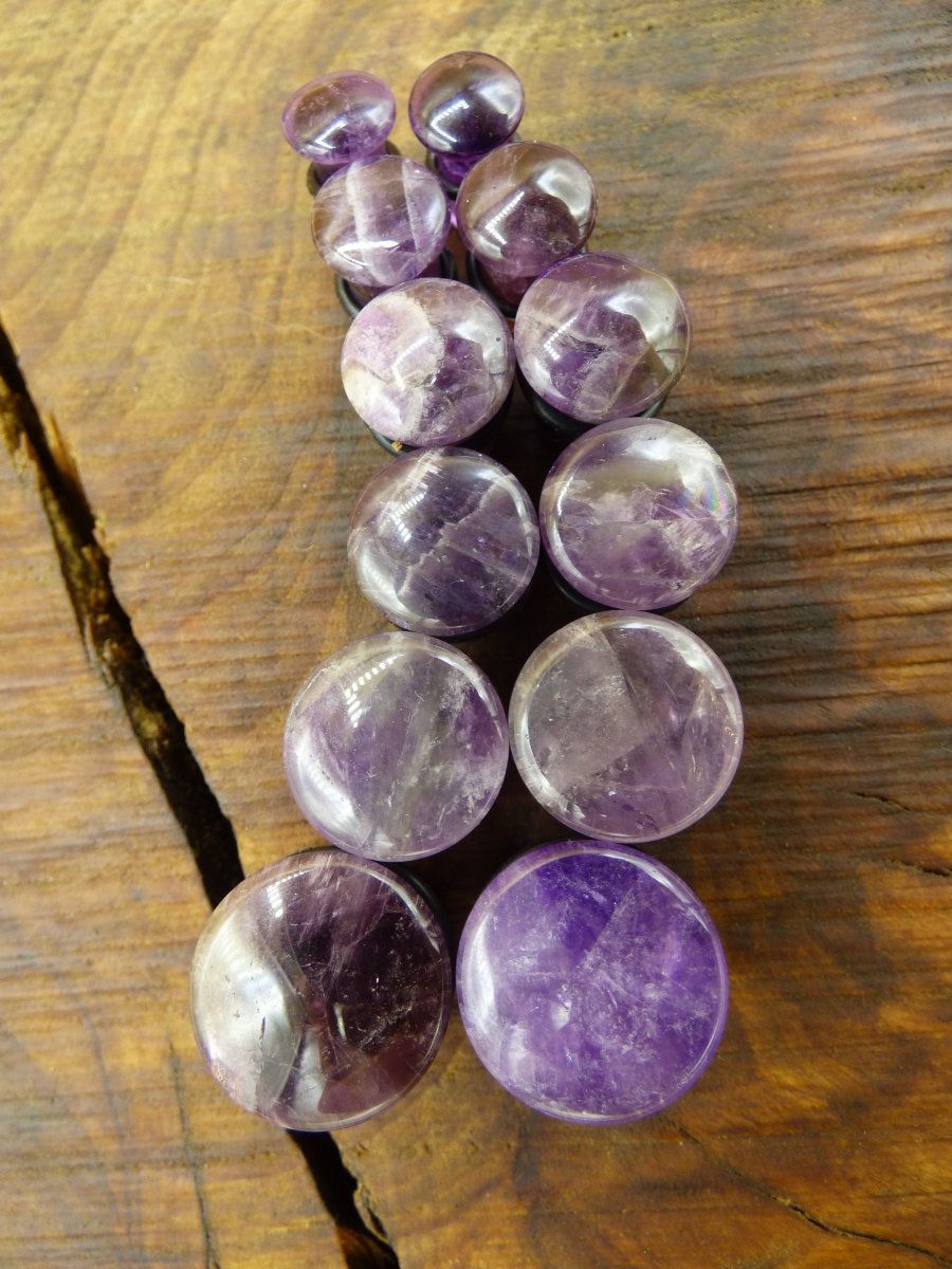 1x Amethyst Edelstein Plug Tunnel (6-16mm) Ohr~GOA~Ethno~Boho~Heilstein ~Flash - Art of Nature Berlin