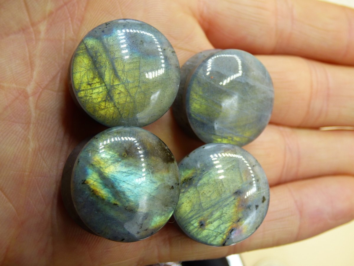 1x Labradorit Edelstein Plug Tunnel (8-19mm) Ohr~GOA~Ethno~Boho~Heilstein ~Flash ~Fire Blue - Art of Nature Berlin