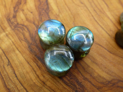 1x Labradorit Edelstein Plug Tunnel (8-19mm) Ohr~GOA~Ethno~Boho~Heilstein ~Flash ~Fire Blue - Art of Nature Berlin