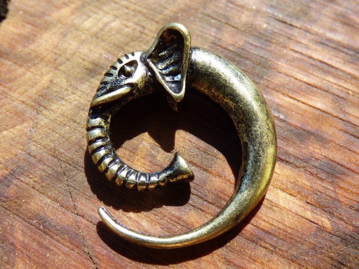 1x Ohr Spirale Elefant Plug Tunnel Messing ~ GOA ~ Hippie ~Boho ~Ethno ~Natur ~Spirale ~Golden ~Bronze - Art of Nature Berlin