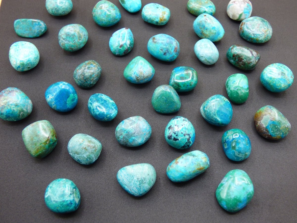 3x / 5x Chrysocolll Trommelstein Edelstein rund Dekostein Wasserstein Edelsteinwasser Chakra Heilstein Naturmedizin Energiewasser - Art of Nature Berlin