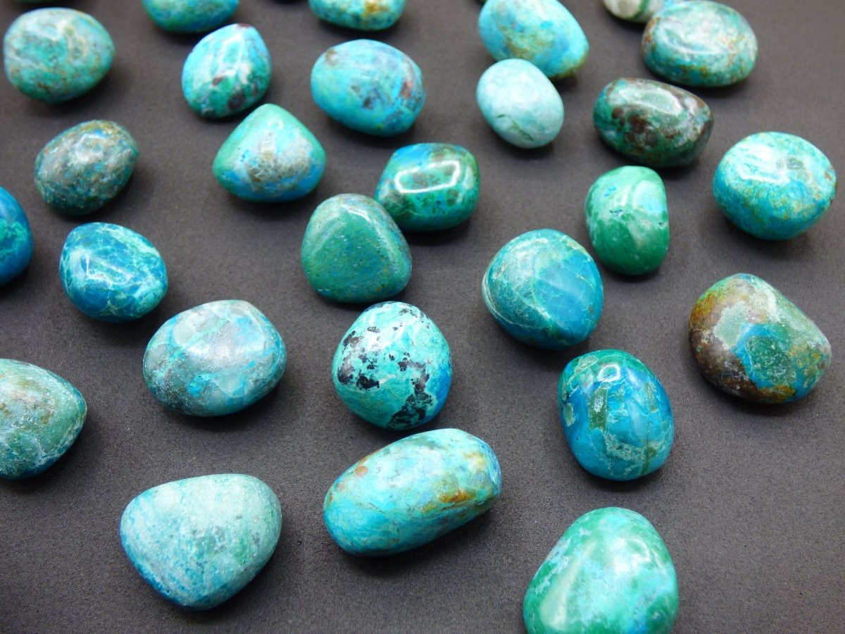 3x / 5x Chrysocolll Trommelstein Edelstein rund Dekostein Wasserstein Edelsteinwasser Chakra Heilstein Naturmedizin Energiewasser - Art of Nature Berlin