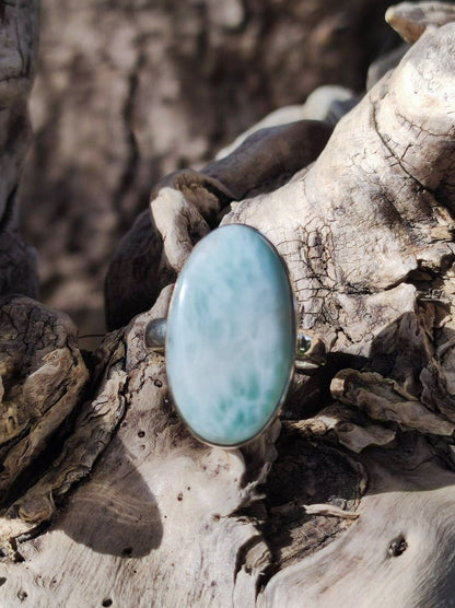 925 Silber Ring ~ Larimar Gr. 54 / 17 "Atlantis Stone" Edelstein Ring Meer Himmel blau gefasst Energie Kraft Rarität Selten Geschenk Frau - Art of Nature Berlin