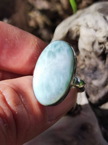 925 Silber Ring ~ Larimar Gr. 54 / 17 "Atlantis Stone" Edelstein Ring Meer Himmel blau gefasst Energie Kraft Rarität Selten Geschenk Frau - Art of Nature Berlin