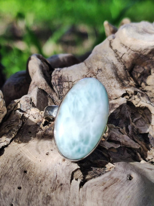 925 Silber Ring ~ Larimar Gr. 54 / 17 "Atlantis Stone" Edelstein Ring Meer Himmel blau gefasst Energie Kraft Rarität Selten Geschenk Frau - Art of Nature Berlin