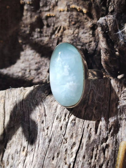 925 Silber Ring ~ Larimar Gr. 54 / 17 "Atlantis Stone"~ Edelstein Ring Meer Himmel blau gefasst HIPPIE GOA Boho Ethno Natur Heilstein RAR - Art of Nature Berlin