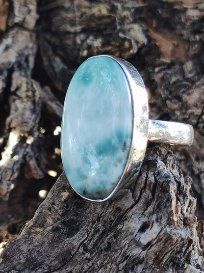 925 Silber Ring ~ Larimar Gr. 55 / 17,5 "Atlantis Stone" Edelstein Ring Meer Himmel blau gefasst Energie Kraft Rarität Selten Geschenk Frau - Art of Nature Berlin