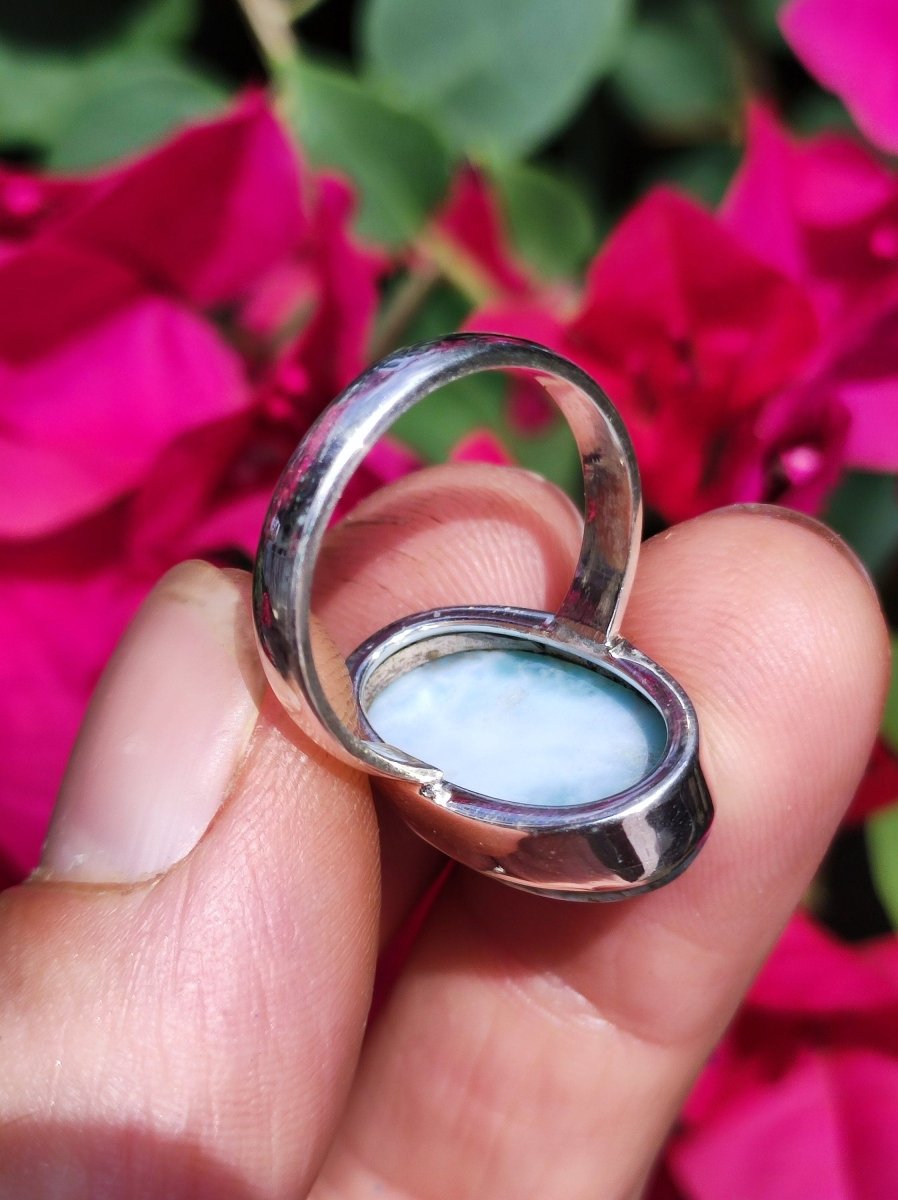 925 Silber Ring ~ Larimar Gr. 55 / 17,5 "Atlantis Stone" Edelstein Ring Meer Himmel blau gefasst Energie Kraft Rarität Selten Geschenk Frau - Art of Nature Berlin